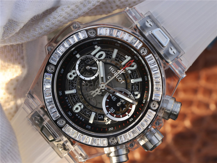 HB廠復刻手錶宇舶玻璃計時BIG BANG繫列411.JX.4802.RT“全透腕錶”￥4880-復刻手錶