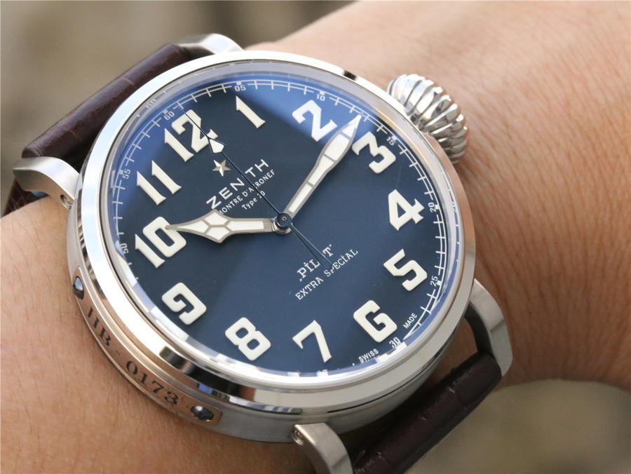 高仿真力時飛行員 XF真力時飛行員c738藍面￥3180-復刻手錶