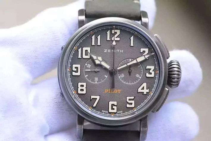 【新款】真力時（Zenith）飛行員繫列TON-UP繫列 11.2430.4069/21.C773 男士自動機械腕錶￥3480-復刻手錶