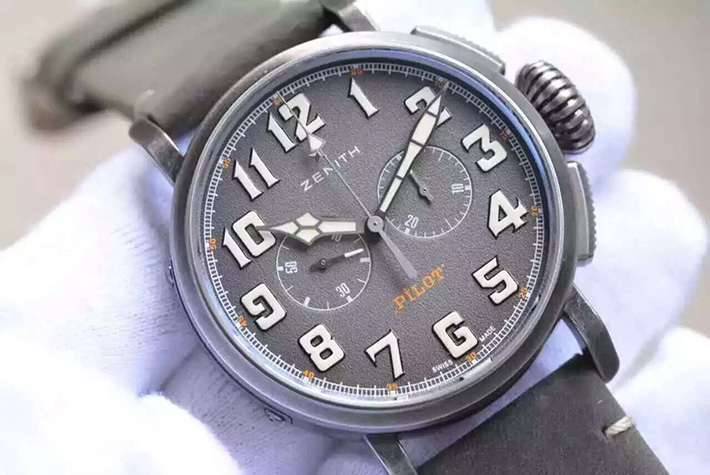 【新款】真力時（Zenith）飛行員繫列TON-UP繫列 11.2430.4069/21.C773 男士自動機械腕錶￥3480-復刻手錶