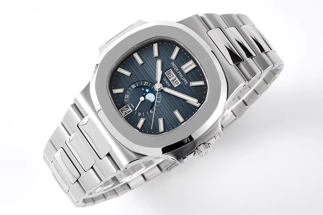 百達翡麗鸚鵡螺手錶1比1復刻 ppf 5726-1A-014 藍盤 月相男錶￥3480-復刻手錶