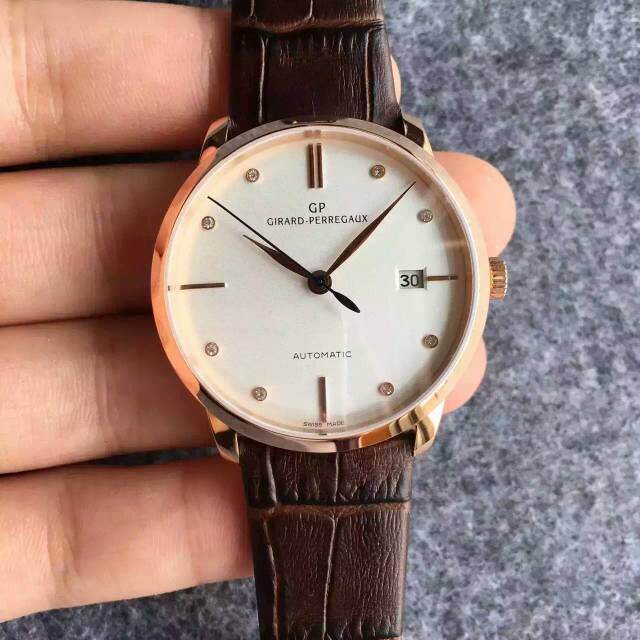 瑞士芝柏(Girard-Perregaux) GP 1966繫列 49525D-52A-1A1-BK6A 18K玫瑰金 男士自動機械錶 ￥3180-復刻手錶